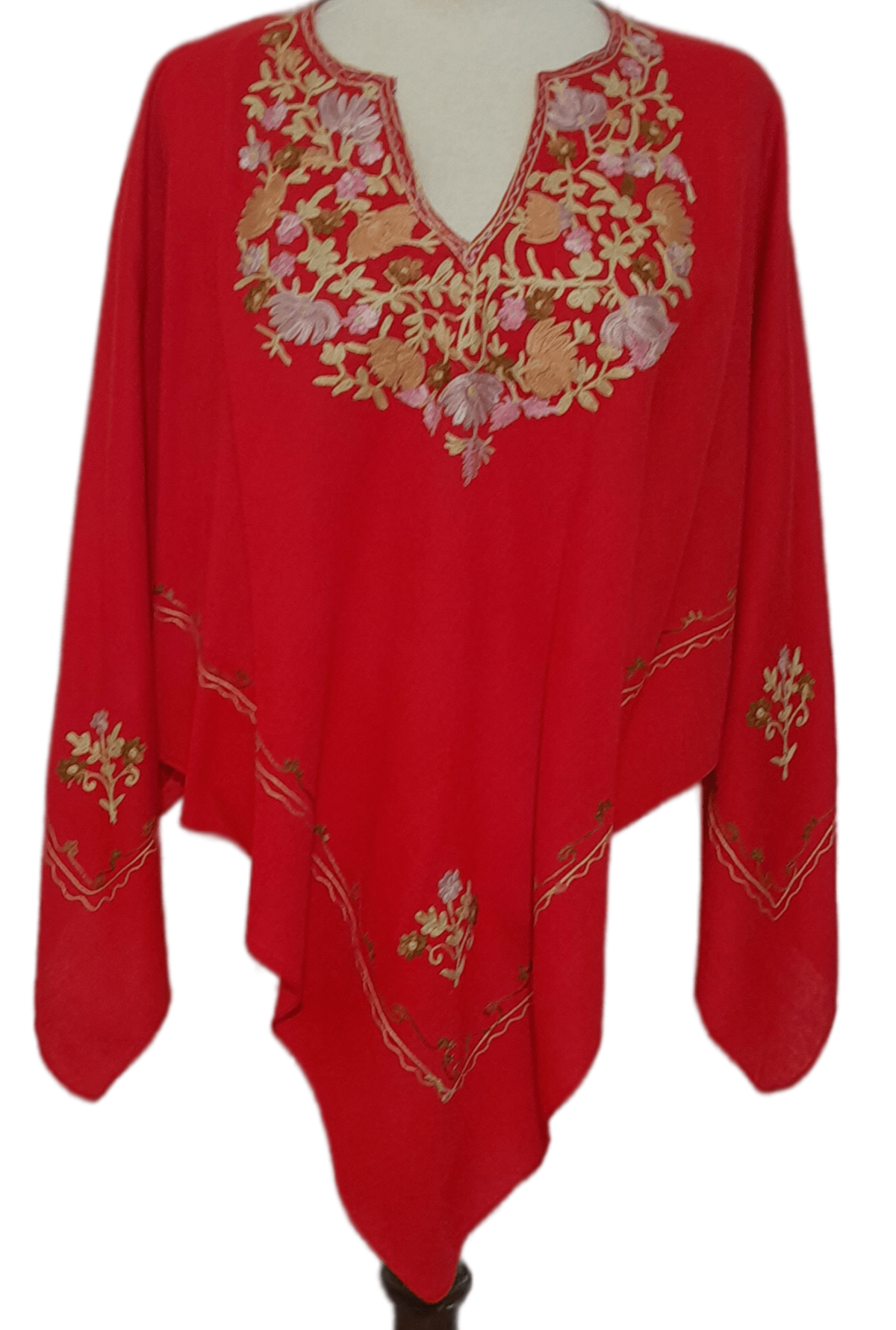 Pashmina Poncho Red.