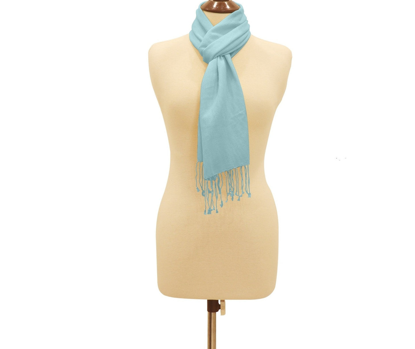 Silk Blend Pashmina Scarf Aqua Blue.