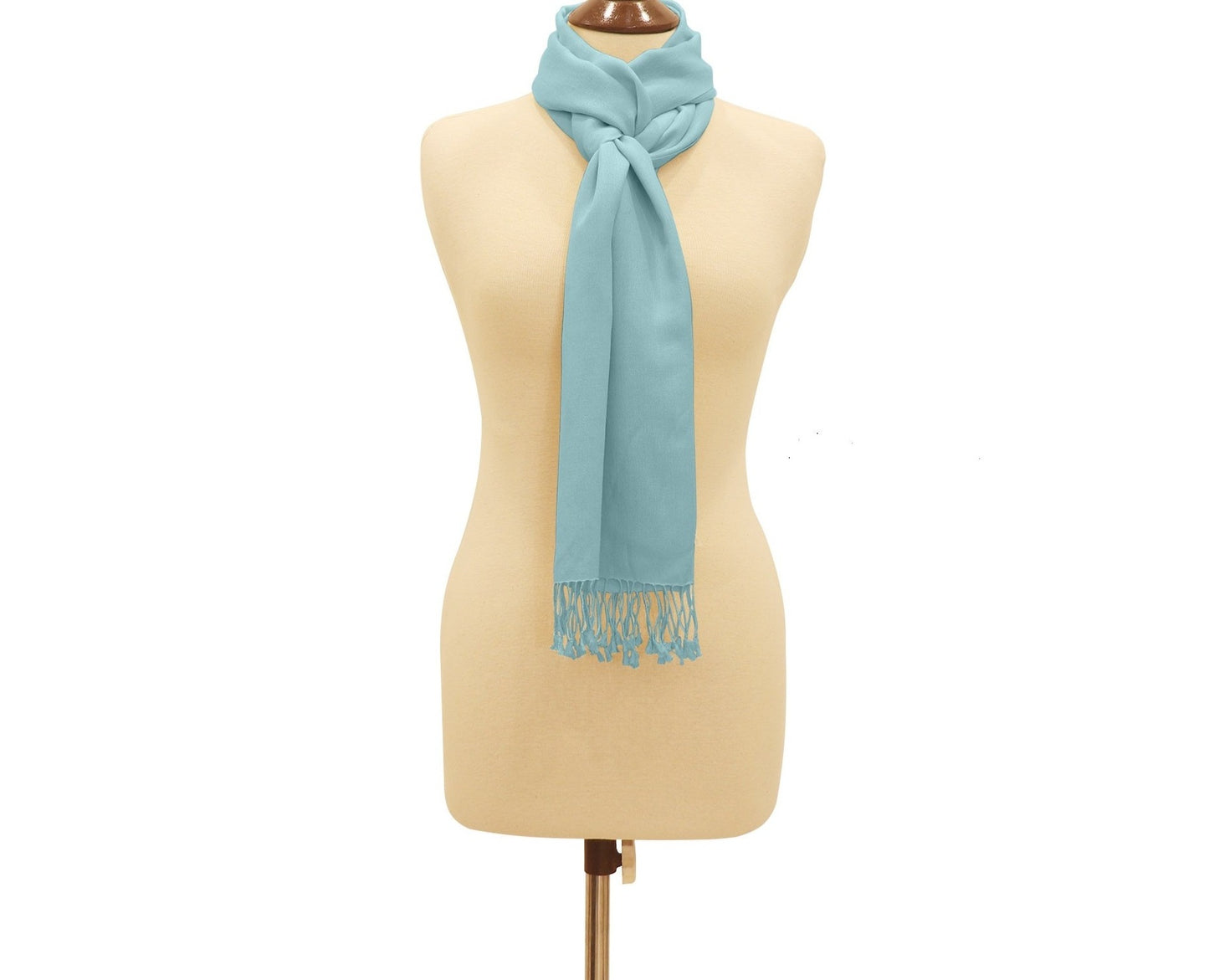 Silk Blend Pashmina Scarf Large Aqua Blue.