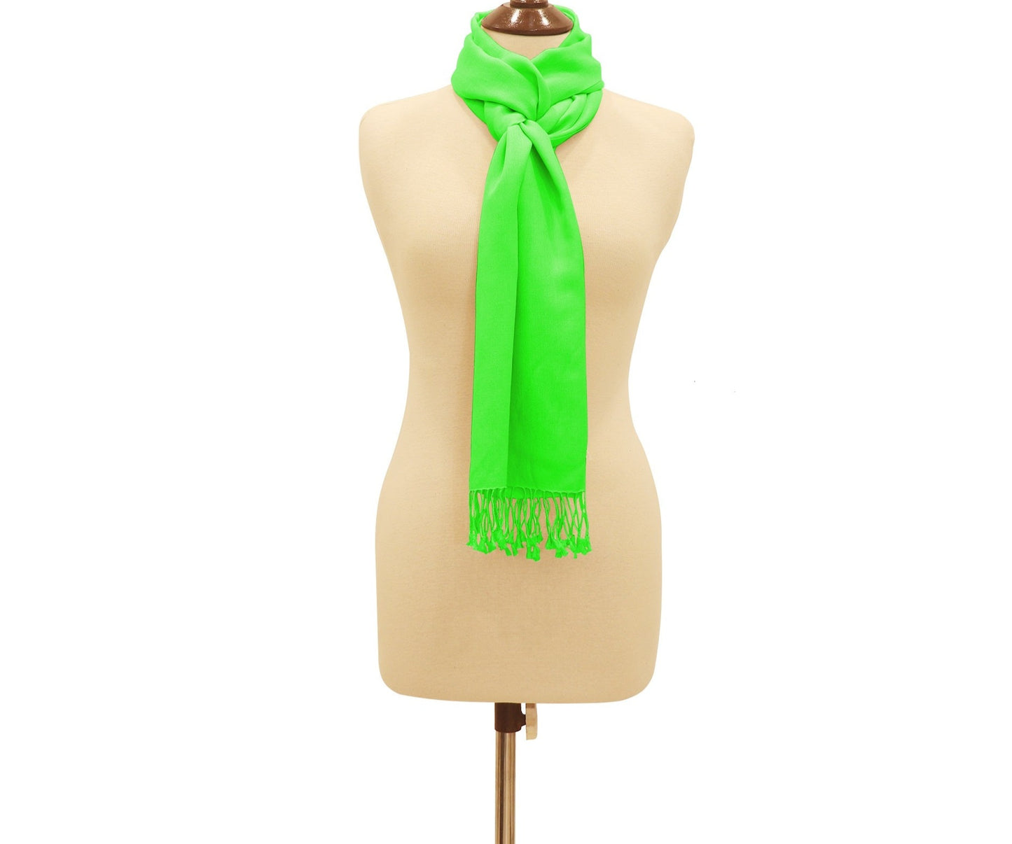 Silk Blend Pashmina Scarf Large Lime Green.