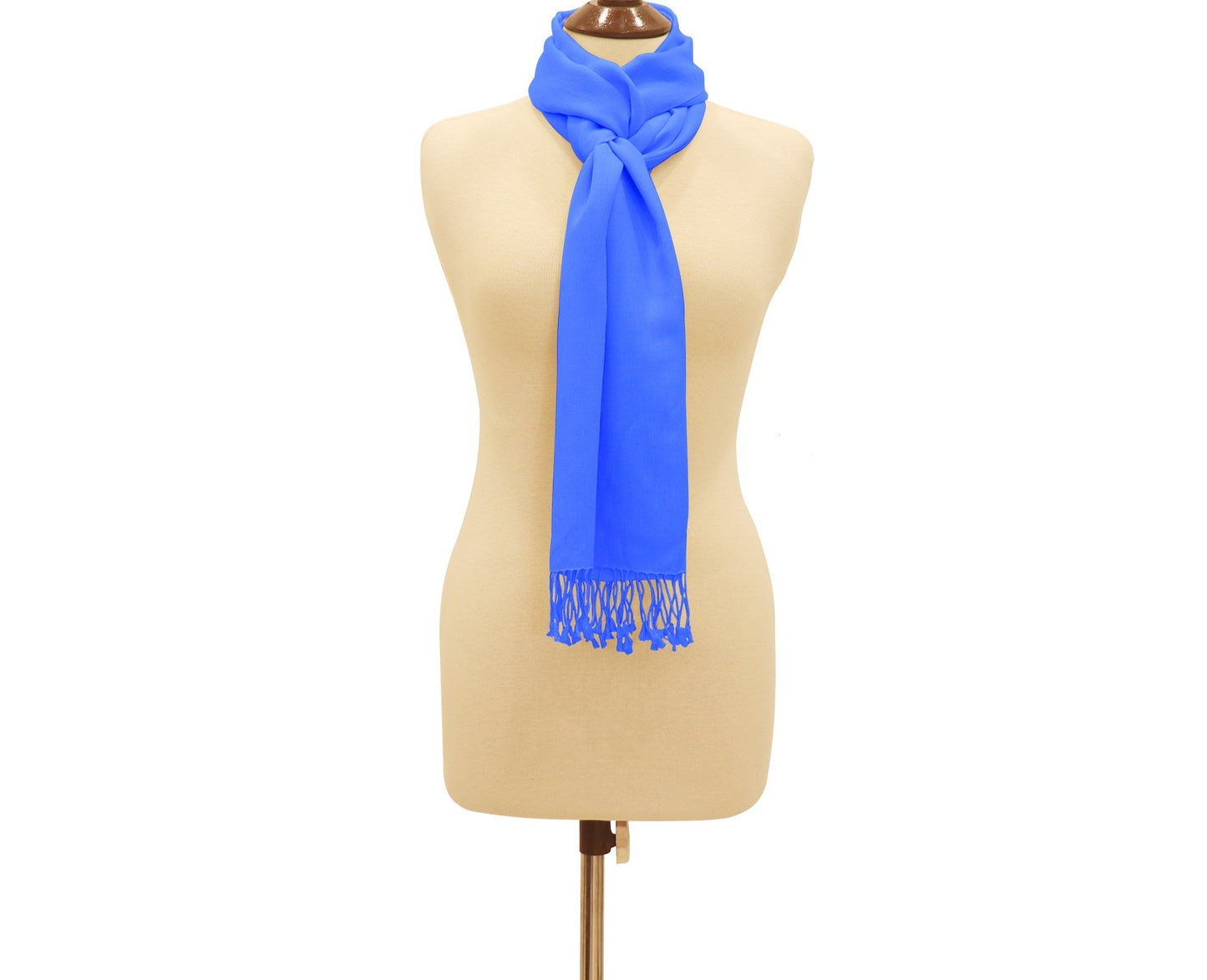 Silk Blend Pashmina Scarf Large Royal Blue.