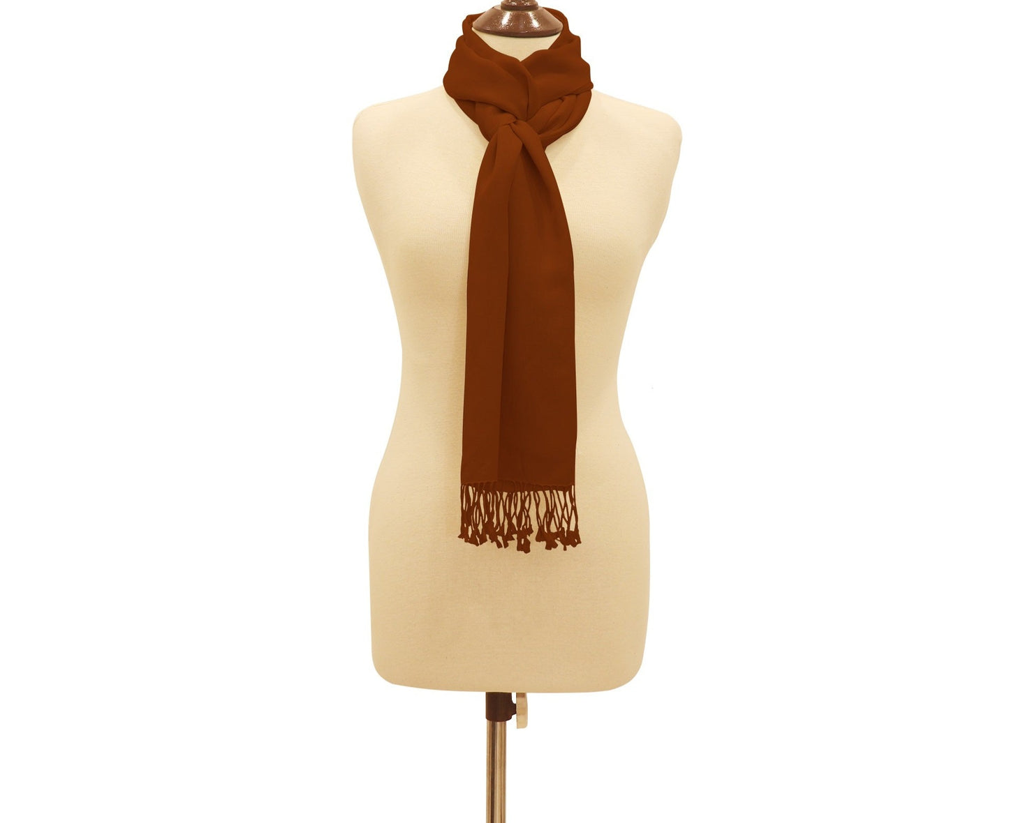 Silk Blend Pashmina Scarf Large Saddle Brown.