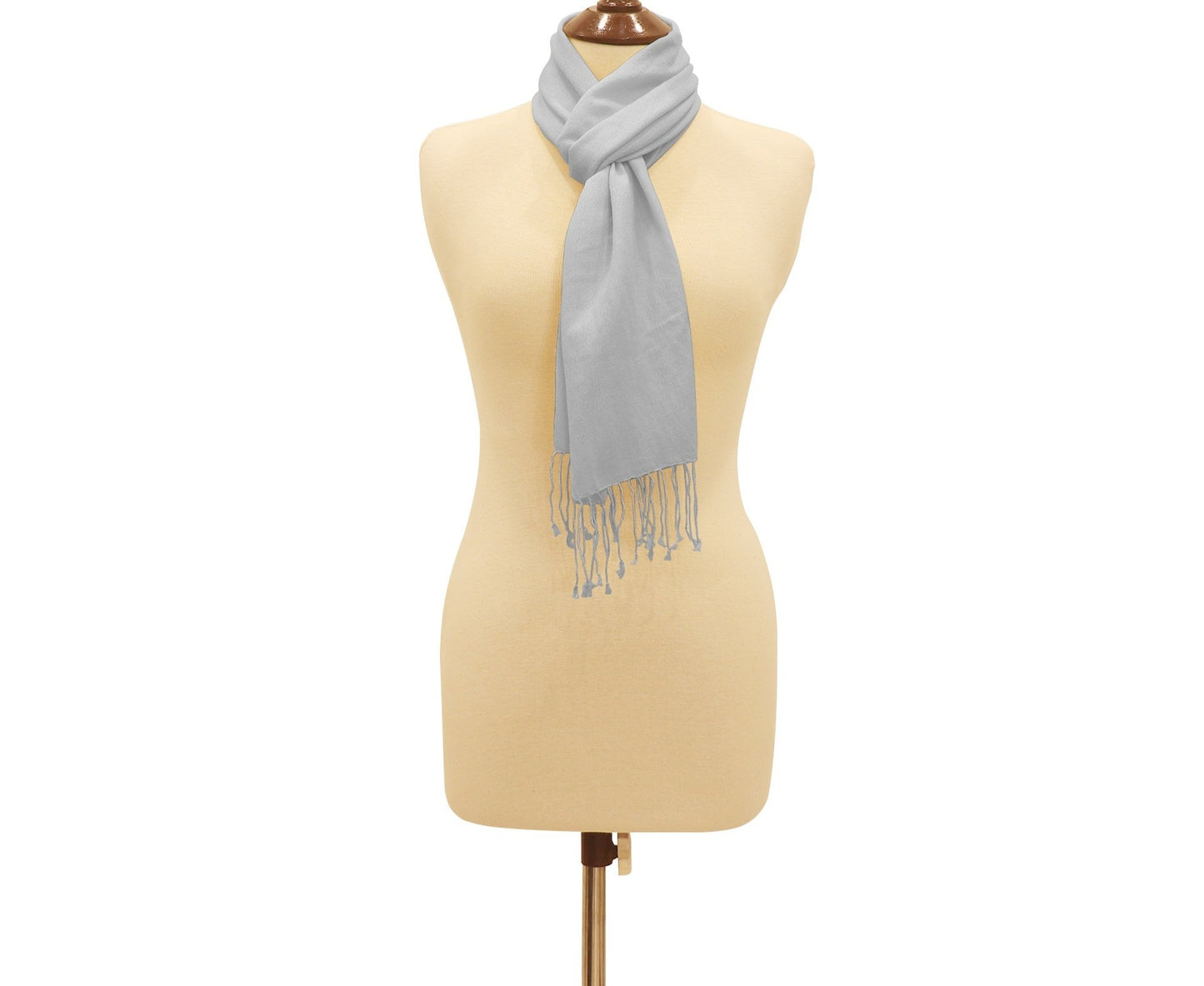 Silk Blend Pashmina Scarf Light Grey.