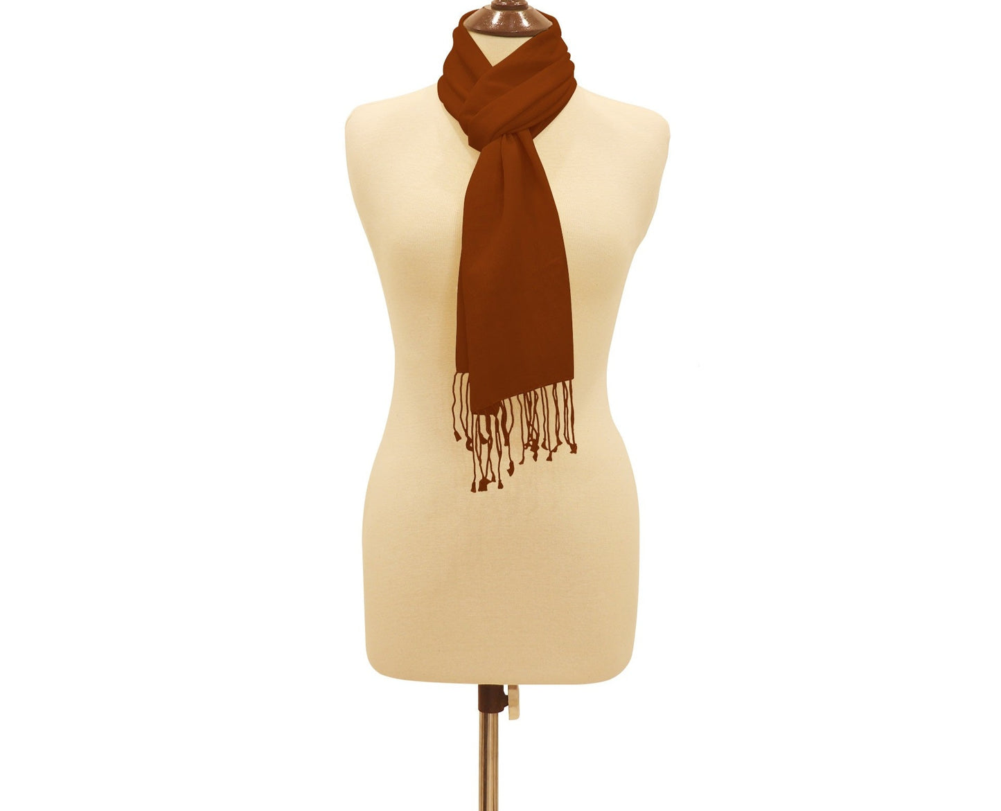 Silk Blend Pashmina Scarf Saddle Brown.