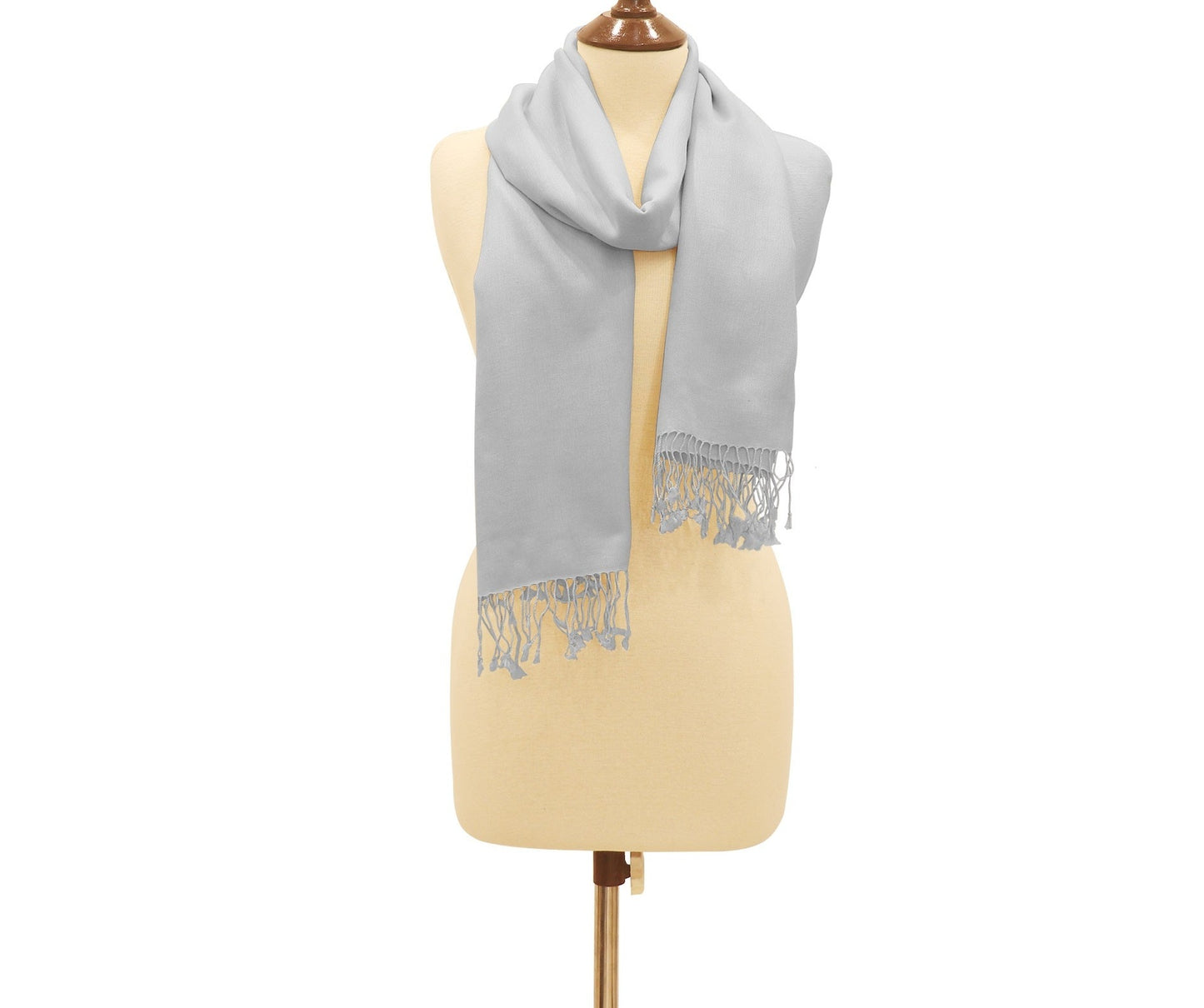 Silk Blend Pashmina Stole Light Grey.