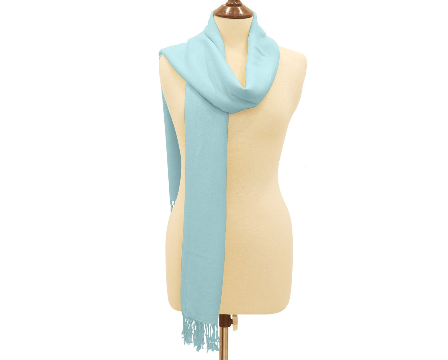 Silk Blend Pashmina Wrap Aqua Blue.