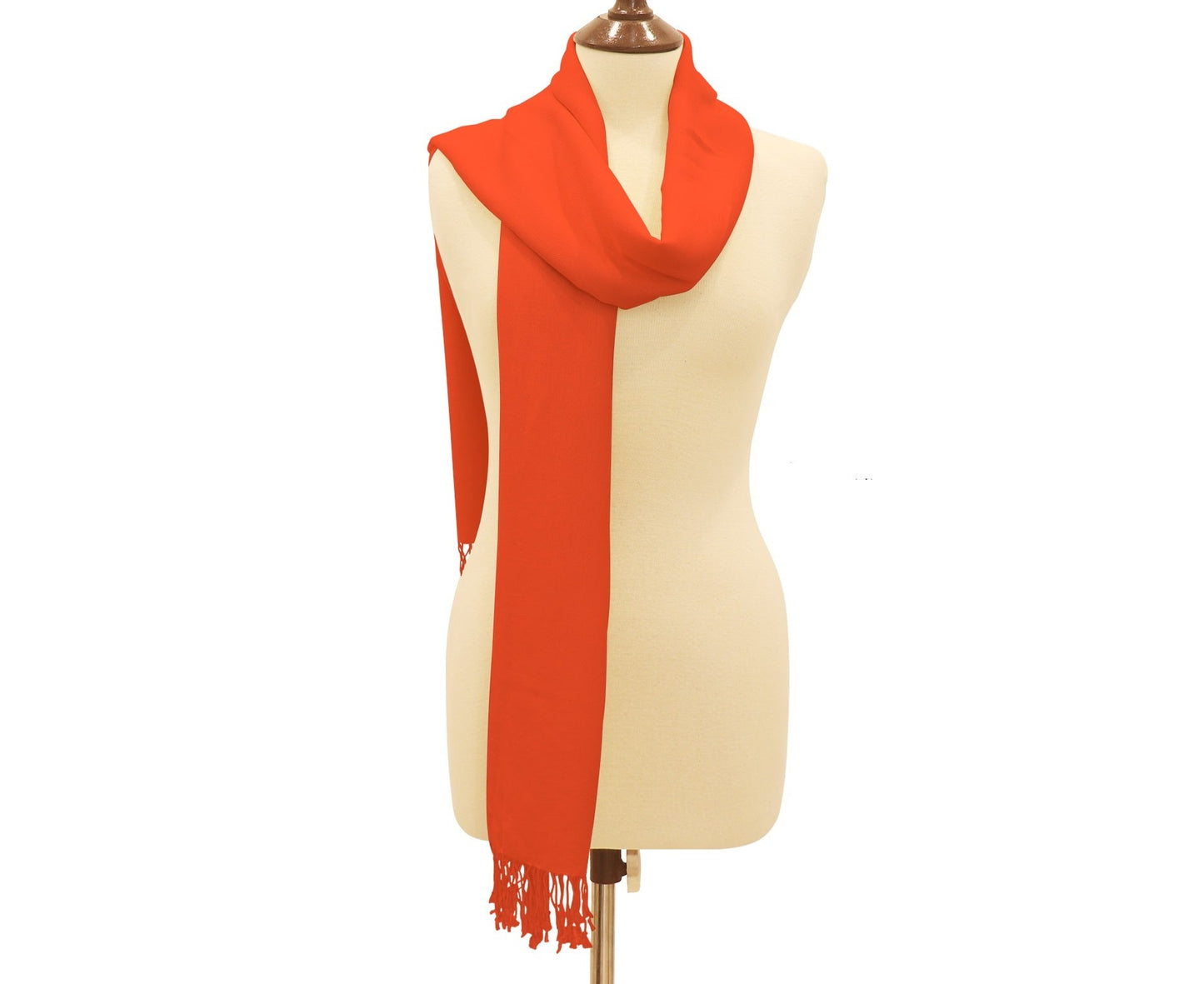 Silk Blend Pashmina Wrap Tomato Red.