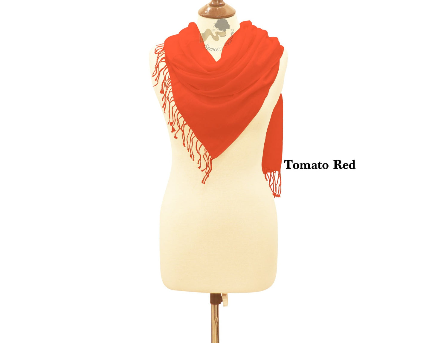 Tomato red scarf large ring pashmina.
