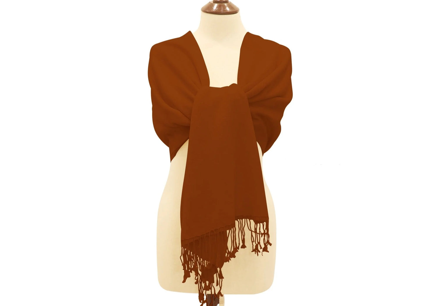 Silk Blend Pashmina Shawl Saddle Brown.