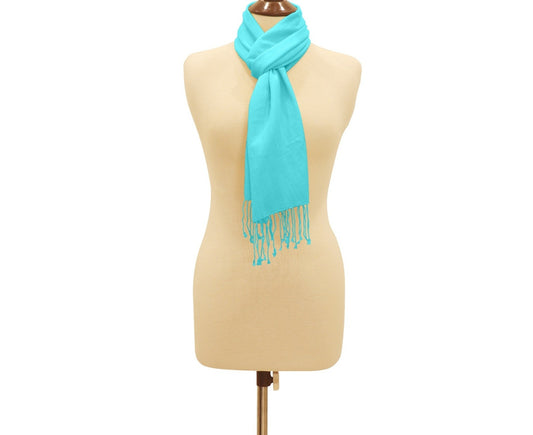 Silk Blend Pashmina Scarf Turquoise.