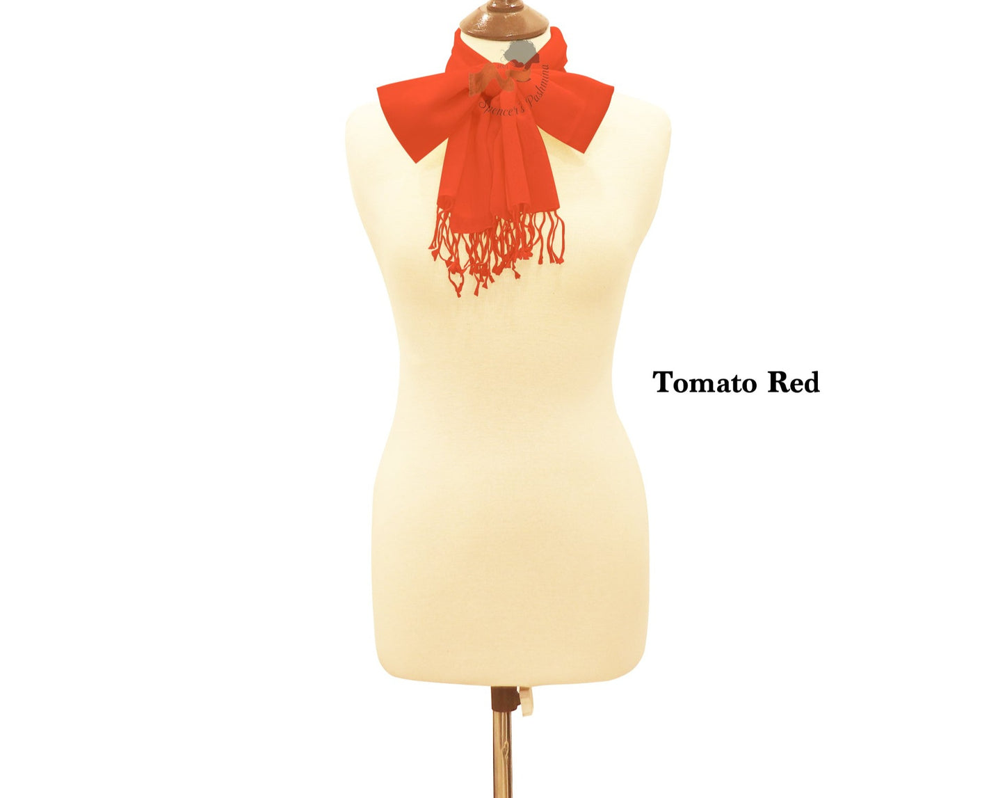 Tomato red scarf ring pashmina.