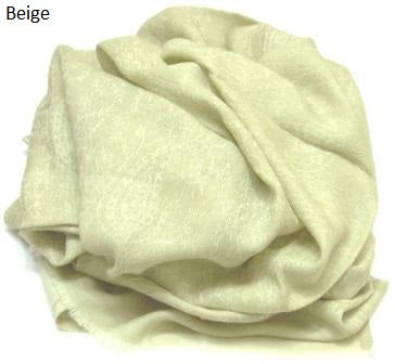 beige jacquard pashmina wrap, shawl.