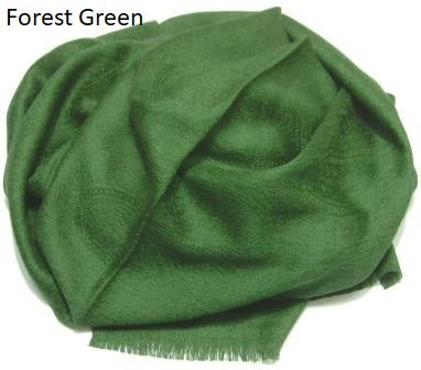 forest green jacquard pashmina wrap, shawl.